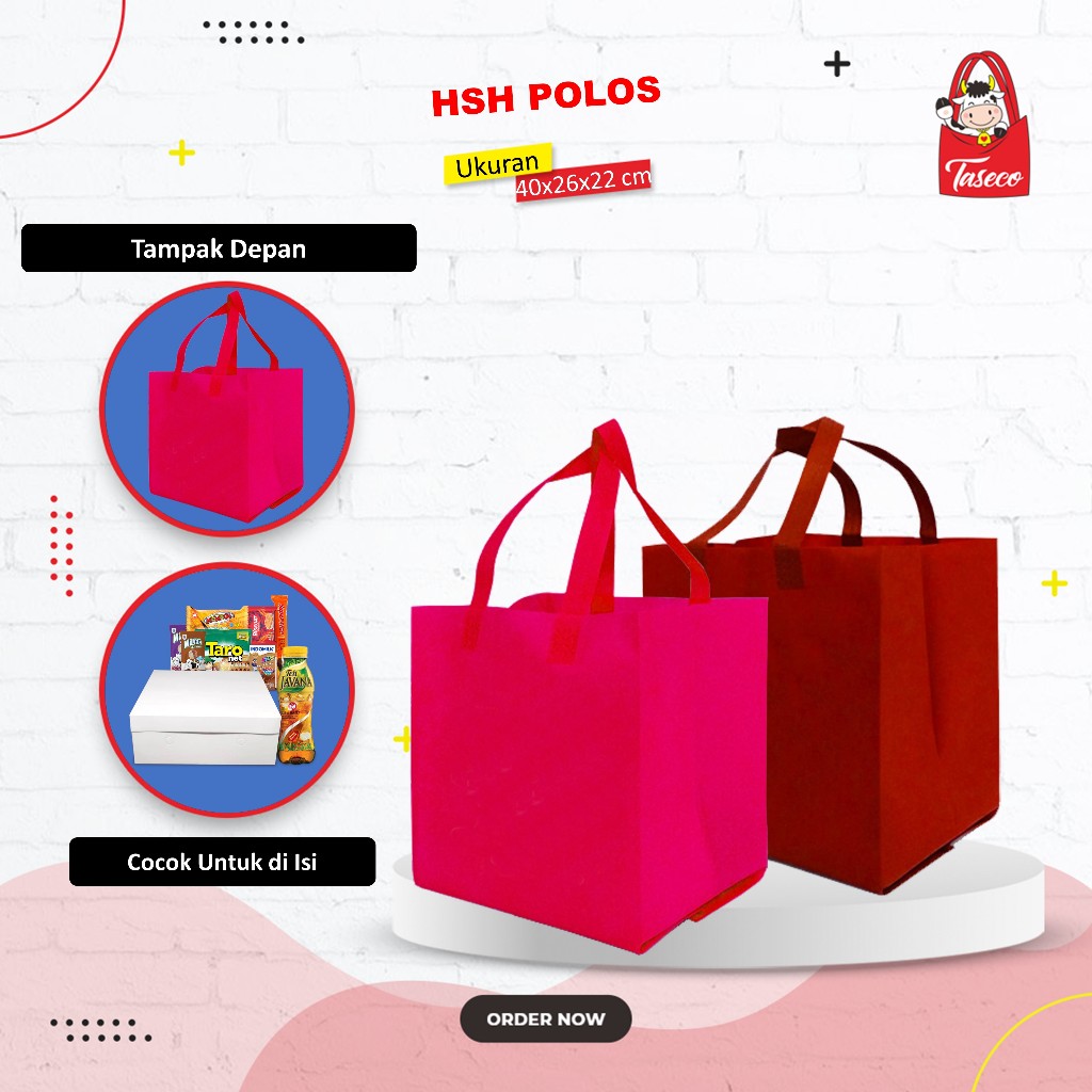 

[BISA SABLON] TASECO Tas Nasi Box Tas Kain Spunbond Kotak Nasi Tas Berkat Hajatan Tas Aqiqah Polos 40X26X22