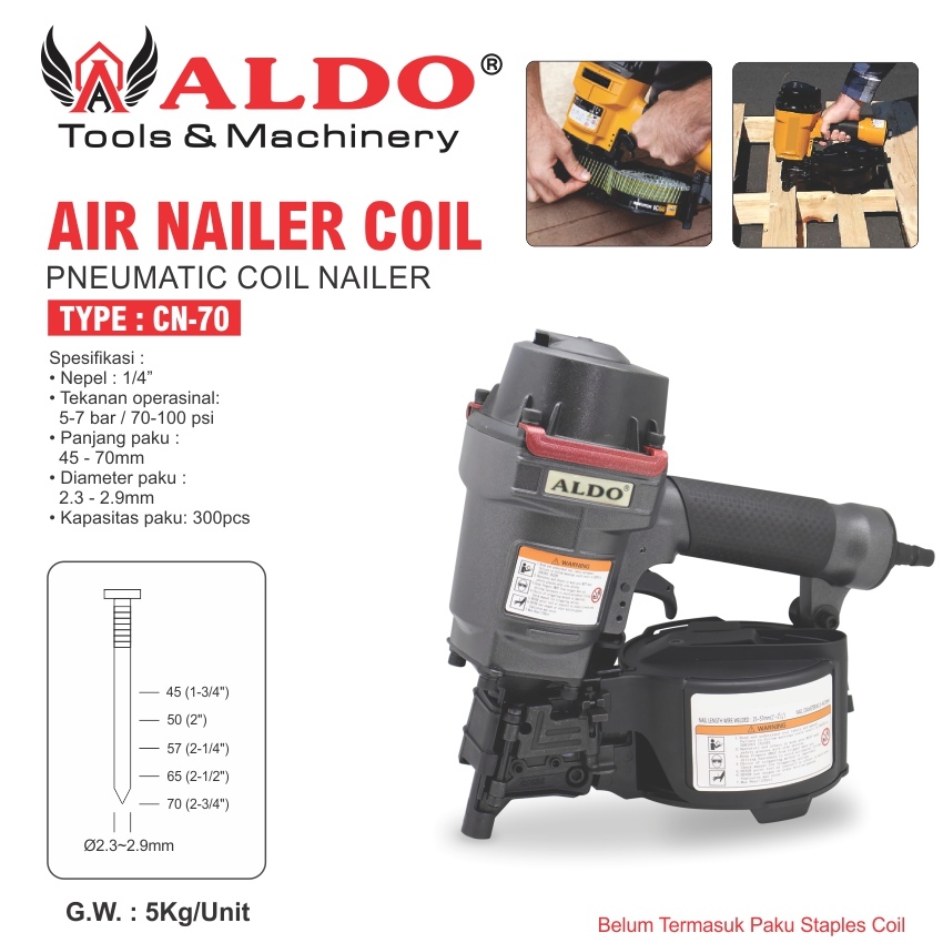 AIR NAILER COIL CN - 70 / PNEUMATIC COIL NAILER / MESIN PAKU TEMBAK PALLET COIL NAIL PALET / ALAT TE