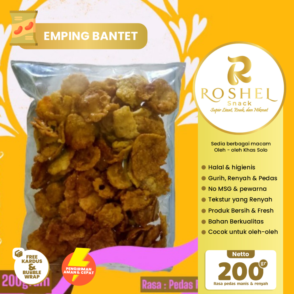 

Emping Melinjo Bantet Pedas Manis 200gr Snack Cemilan Enak Siap Makan