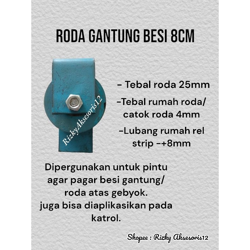 Roda gantung ukuran 8cm Roda katrol pintu besi garansi