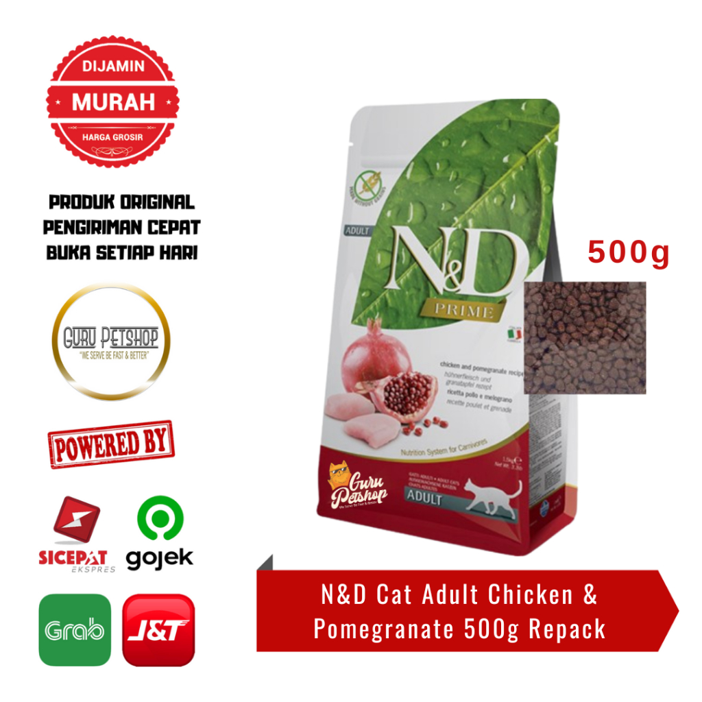 Farmina N&D Cat Adult Chicken & Pomegranate 500g Makanan Kucing N&D