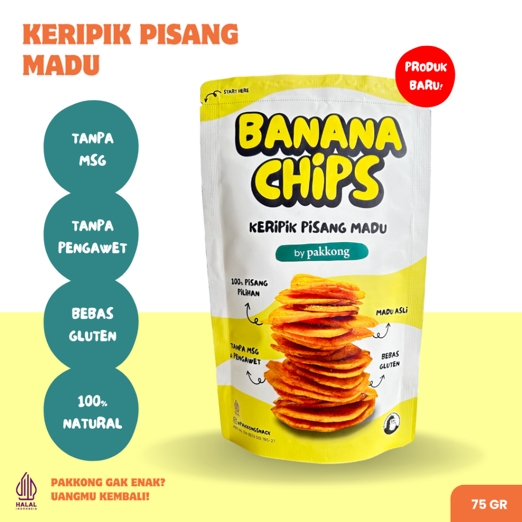 

PAKKONG SNACK Banana Chips - Keripik Pisang Madu
