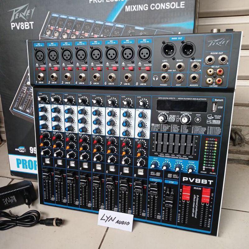 MIXER PEAVEY PV8BT BLUETOOTH USB MP3 MIXER 8  CHANNEL  PV 8 BT