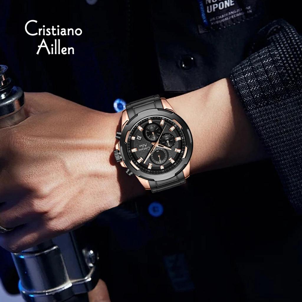 TERBARU JAM TANGAN PRIA CRISTIANO AILLEN / CA 8894 BAHAN STANLESS STEEL ORIGINAL 100%