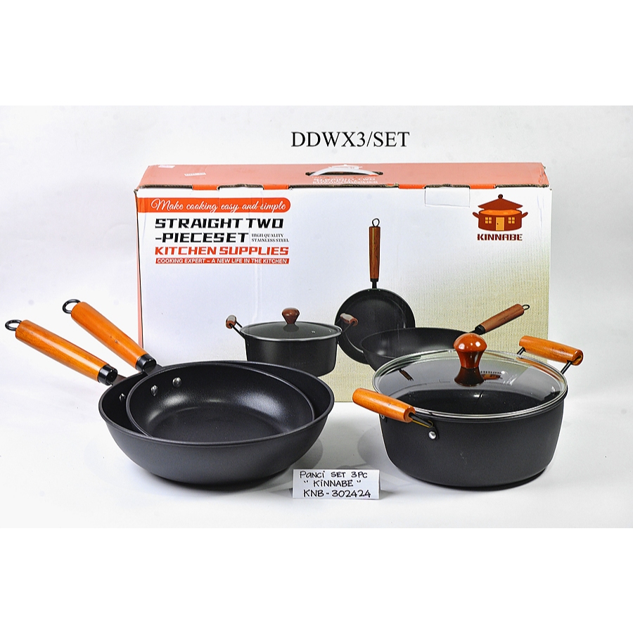 Panci Set 3PC Anti Lengket Peralatan Masak Set KNB302424 Wajan Gagang Satu Tutup KNB32 - KNB302424