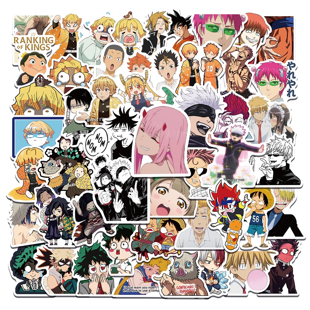 

[50PCS]Stiker Anime Jepang Pack Lucu Jujutsu Kaisen/Demon Slayer/ My Hero Academia Stiker Anti Air- Sticker Aesthetic Buku Journal Koper Casing HP Laptop Helm Motor