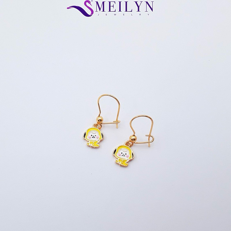 ANTING ANAK MODEL BTS KUNING LAPIS EMAS AMAN UNTUK KULIT SENSITIF HARGA TERJANGKAU