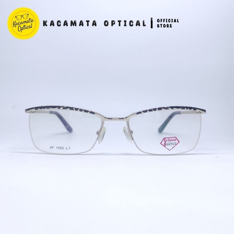 KACAMATA OPTICAL - Frame KMO1505 Half Frame Gold Motif Besi Plastik