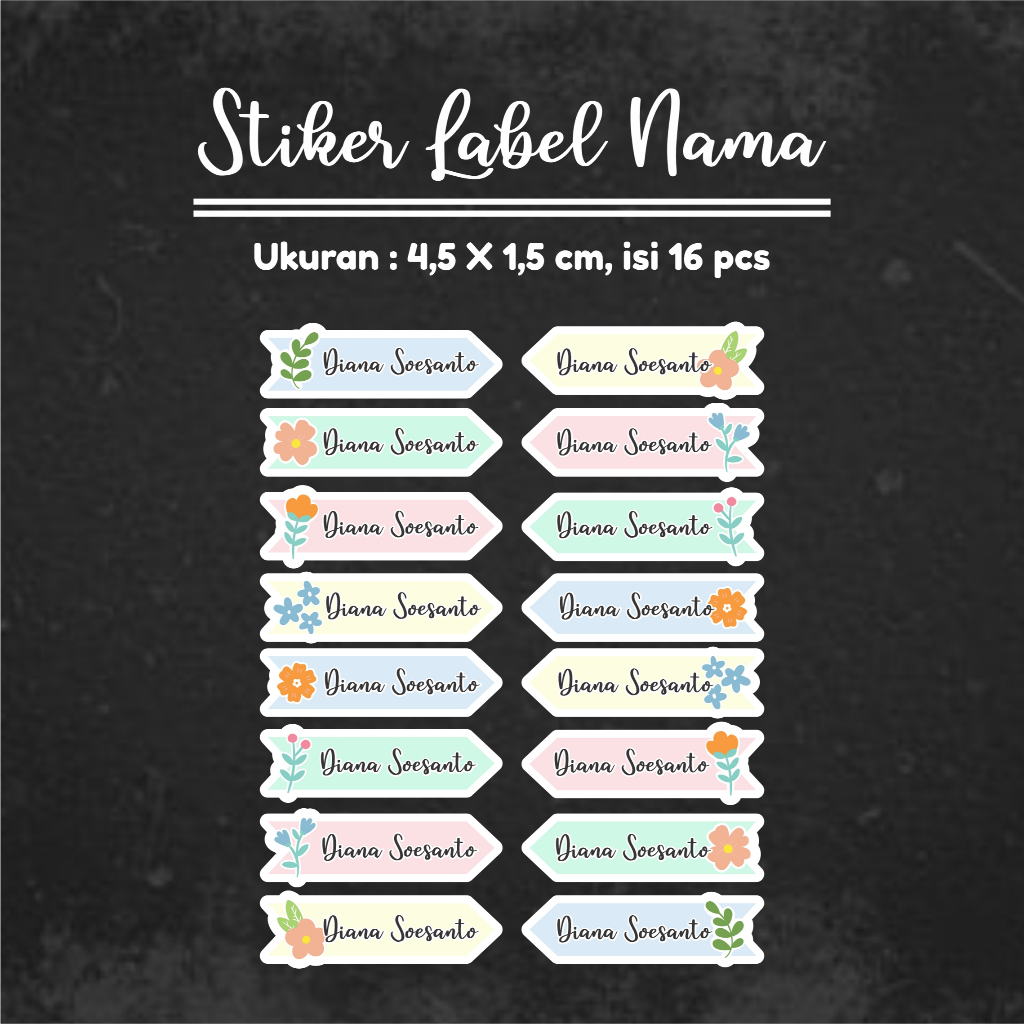 

Stiker Label Nama Waterproof Tema Flower Pastel