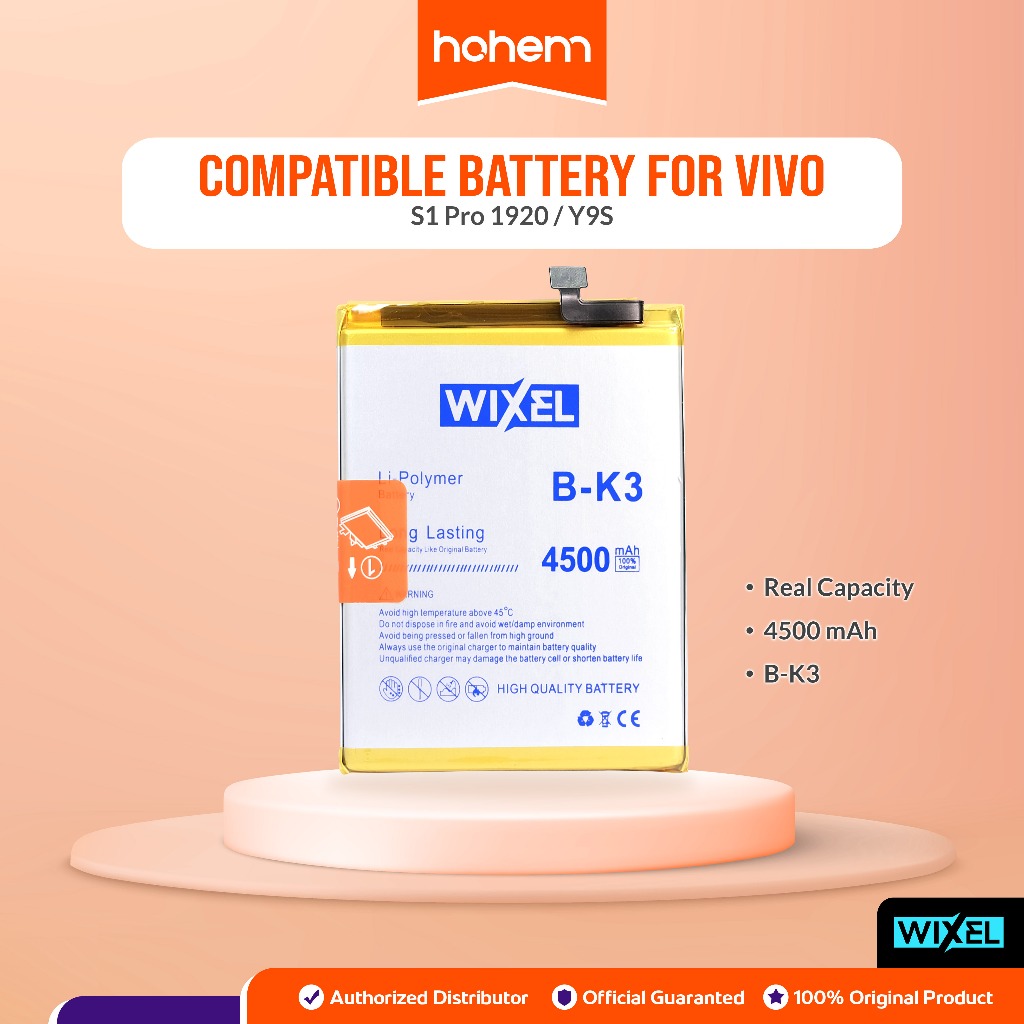 WIXEL ORIGINAL Baterai Vivo S1 Pro 1920 Y9S B-K3 BK3 Double Power Real Capacity Batre Batrai Batre B