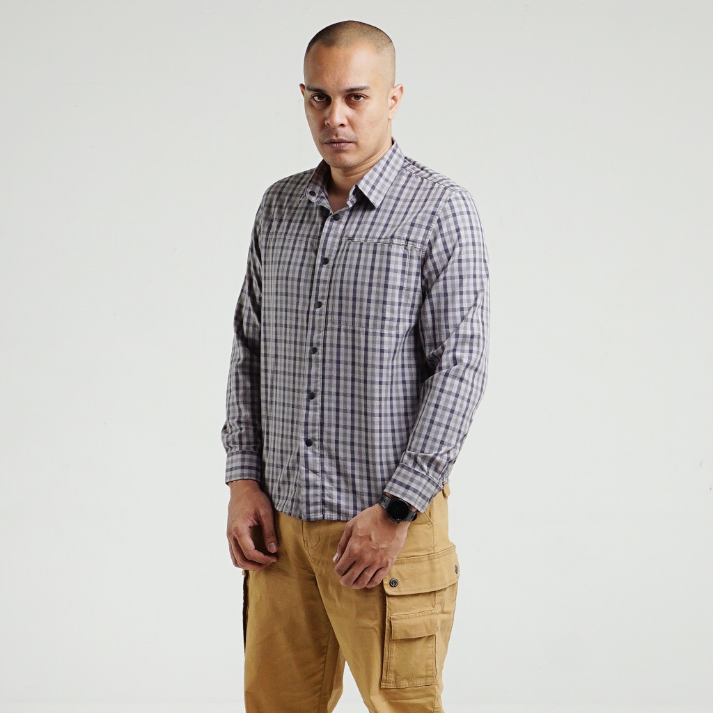 Kemeja MGEE Original - Kemeja Kerja Lengan Panjang Original MGEE Texas 028 Grey CKKR