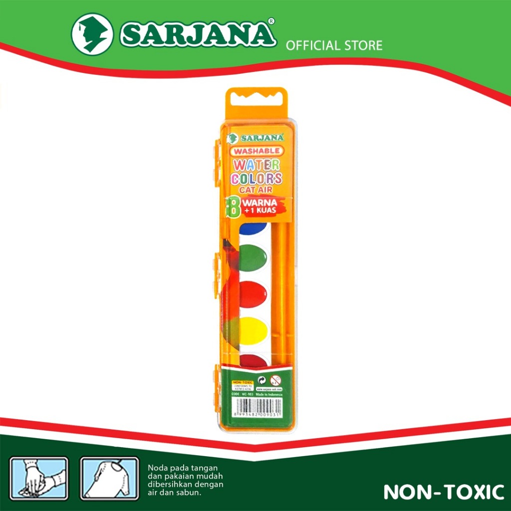 

Cat Air Anak / Water Colors 8 Warna + 1 Kuas