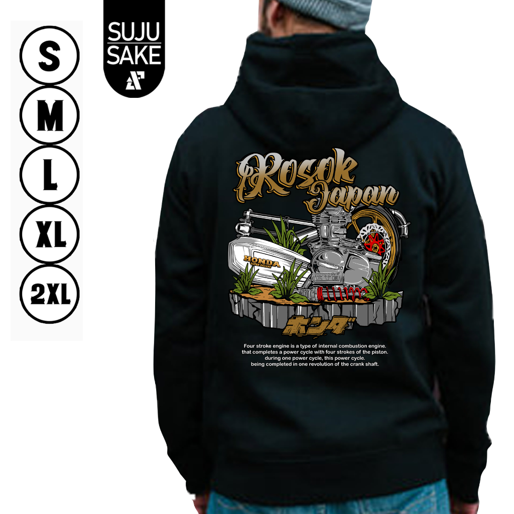 Sujusake Industries Jaket Hodie Hoodie Hudi Hodi Jemper Sweater Jumper Club Motor Honda Rosok Japan 