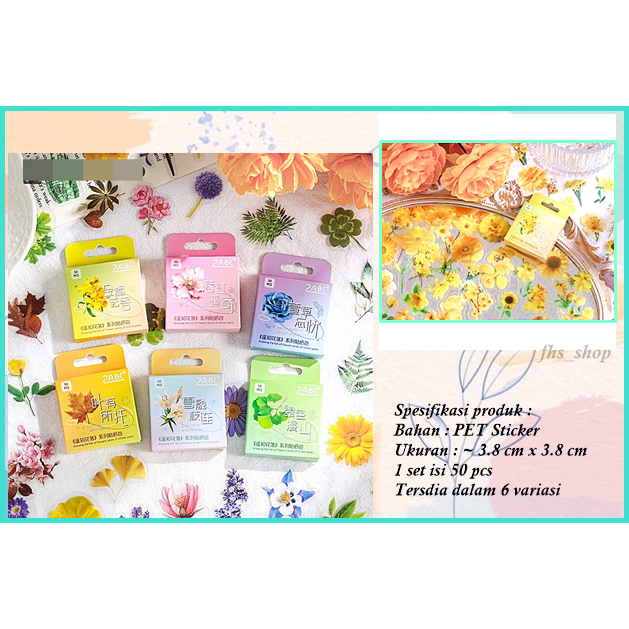 

50Pcs Stiker Aesthetic Diary Sticker Aesthetic Scrapbook Sticker Deco Stiker Jurnal Flower PET Flake