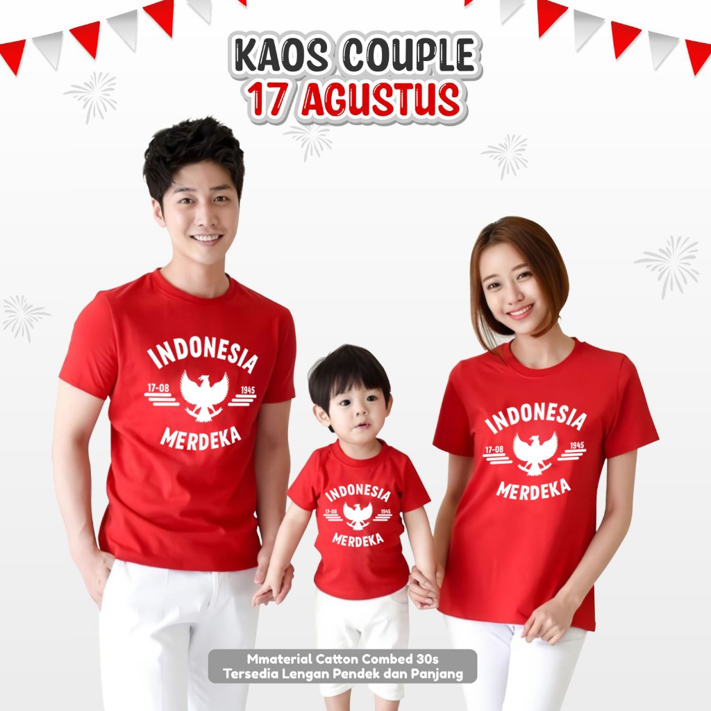 Kaos Couple 17 Agustus Kemerdekaan Indonesia / Baju Hut RI