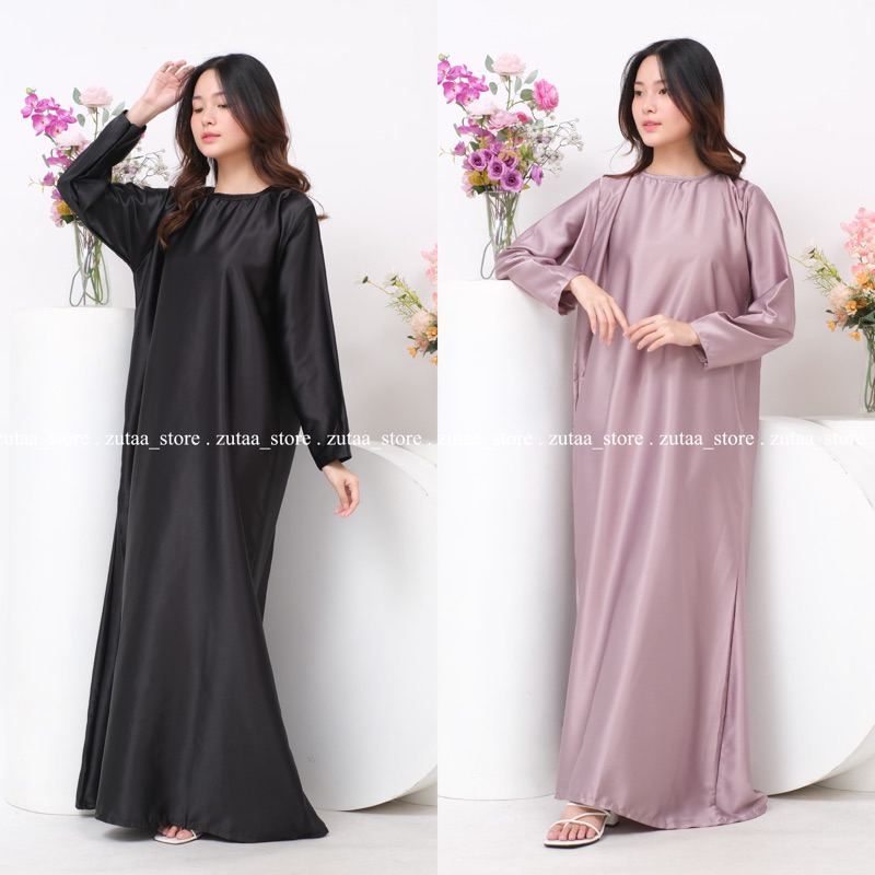 Inner Dress GAMIS DALAMAN SATIN KEBAYA LENGAN PANJANG