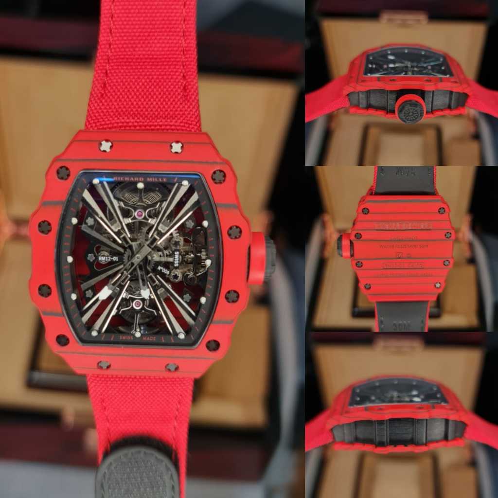 JAM TANGAN RICHARD MILLE CLONE 1:1 RM 12-01 TURBILLON LIMITED EDITION FULLSET BOX / NEW MEN LUXURY W