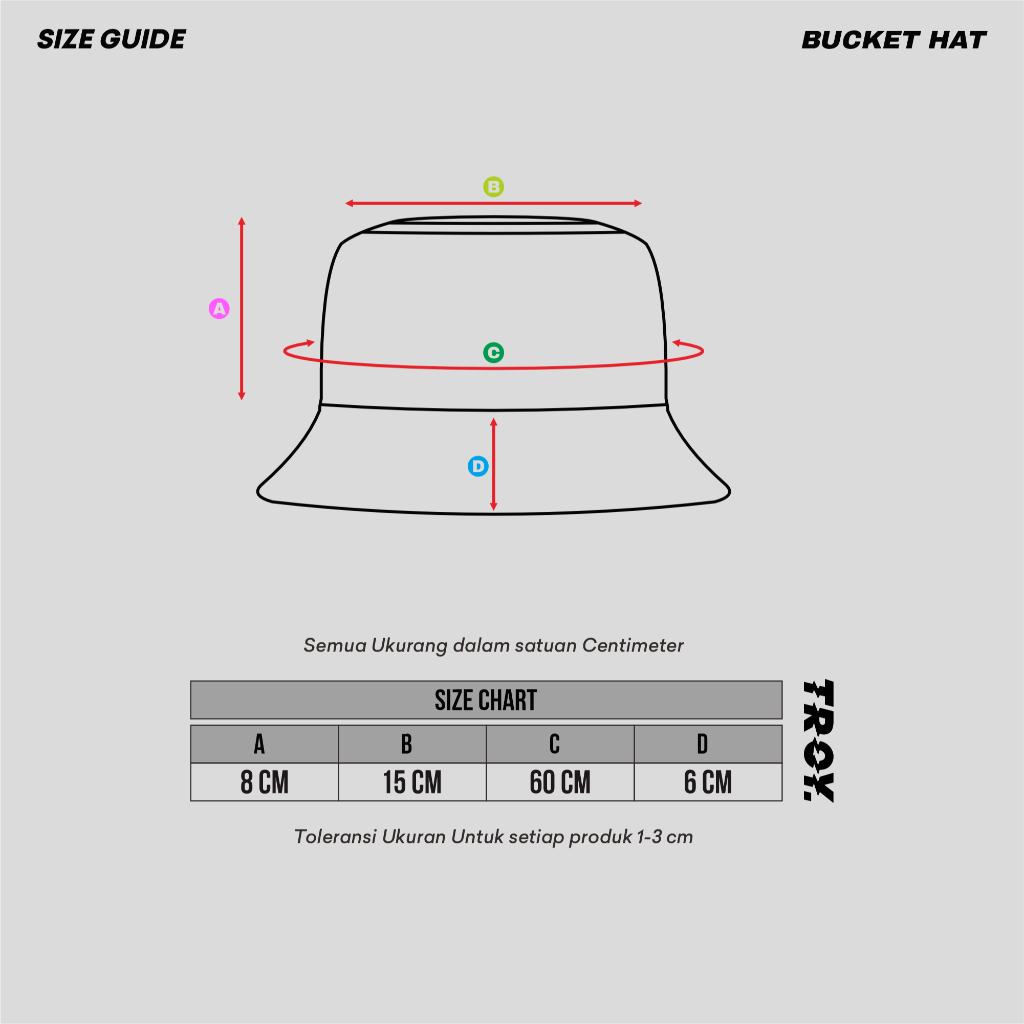 Troy Company Bucket Hat Topi Hitam Taper BH 2517