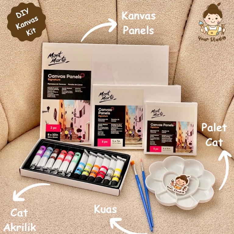 

KODE X1W6 DIY Painting at Kanvas Panels isi 5 Cat Akrilik VTEC