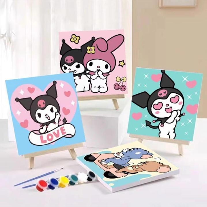 

NEW [BS] Kanvas Paint By Number Kit Digital Oil Painting DIY Lukisan 20x20 Seri Sanrio RBU