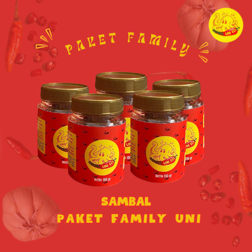 

Sambel Cumi + Teri / Sambel Cumi + Pete + Teri | Sambel Uni Eci - Paket Family (5 Pcs)