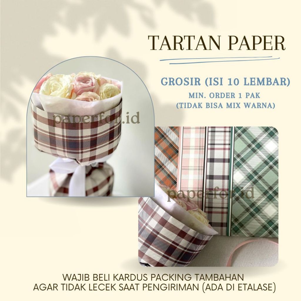 

GROSIR Kertas Buket Bunga Cellophane Florist TARTAN Isi 10 Lembar
