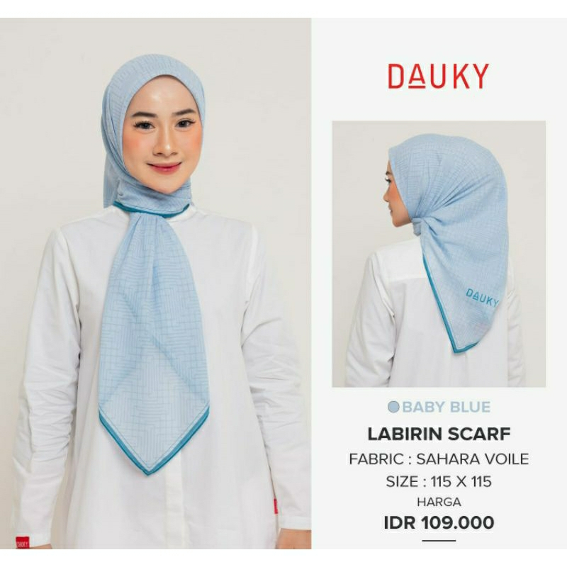 DAUKY LABIRIN SCARF HIJAB SEGI EMPAT MOTIF TERBARU