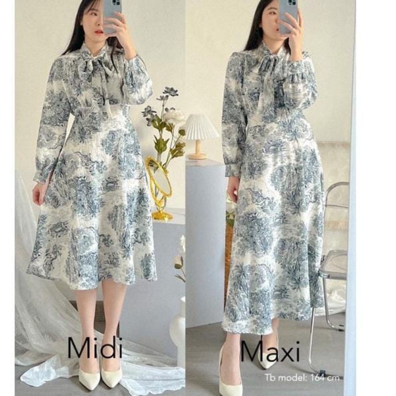 GROSIRAN RAYON PREMIUM // ATASAN WANITA DRESS WANITA || IBUKI PATTERN MIDI MAXI DRESS