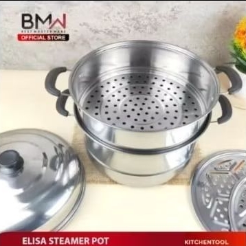 Panci Kukus 3 Tingkat Steamer Pot Elisa 28cm/ Dandang Susun 3 Tingkat Steamer Pot Elisa