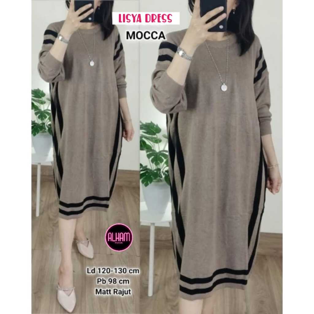 MINI DRESS RAJUT WANITA JUMBO SIZE XXL LD 120 LENGAN PANJANG MOTIF TERBARU PAKAIAN WANITA OVERSIZE K