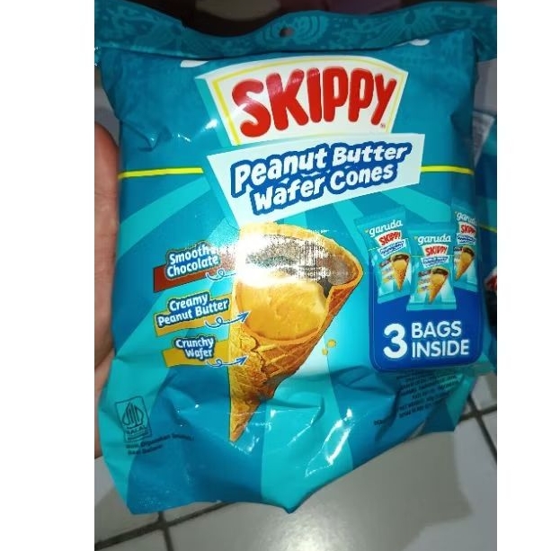 

GARUDA SKIPPY PEANUT BUTTER WAFER CONES 3 BAGS INSIDE