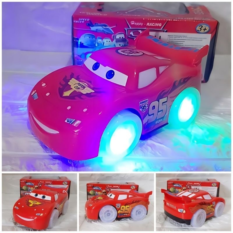 Mainan Mobil Balap Cars McQueen Baterai Murah Jalan Bump Go Nyala Lampu Bunyi Suara - Mobil Mobilan 