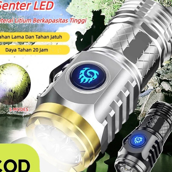 KI3 CODLampu Senter Led Senter Senter Super Mini Jarak Jauh 1M 5 Mode Nyala Dapat Senter Super Mini 
