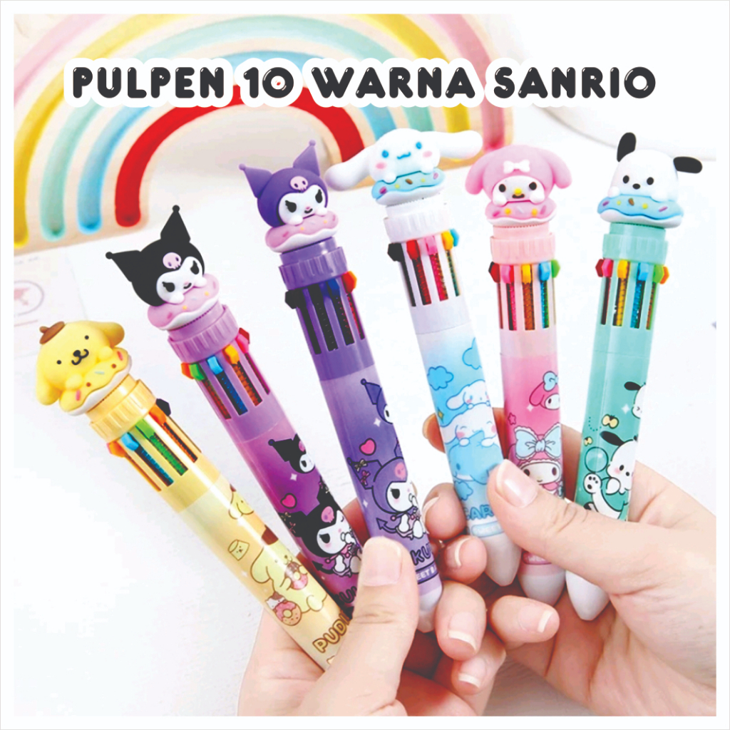 

Pulpen Cetek Sanri0 10 Warna dengan Kepala Boneka | Bolpen Pena Mekanik Karakter Anak
