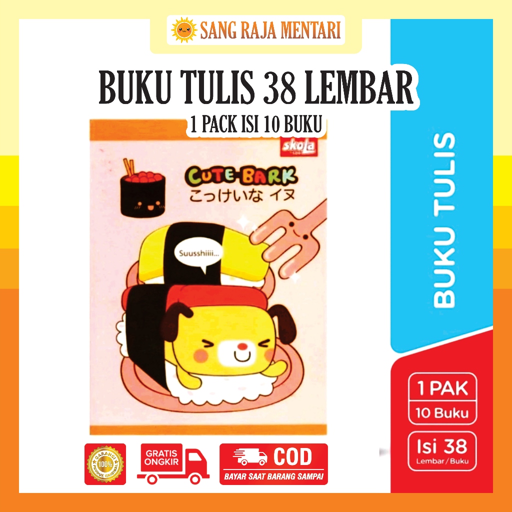 

Buku Tulis 38 Lembar Dapat 1 Pack isi 10 Buku | Buku Garis Anak Sekolah Kantor