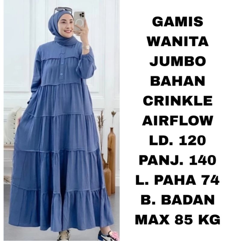 WK GAMIS WANITA JUMBO LD. 120 BAJU MUSLIM LONG DRESS MODEL TERBARU