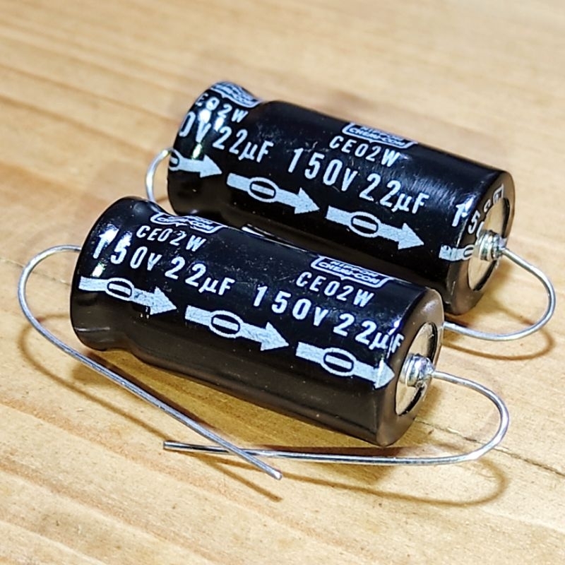 Elco 22uf - 150V Nippon Chemicon Axial Kaki samping Elko 22mfd Japan Kapasitor 22mf 22 uf mfd bukan 