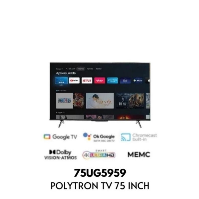 TV Polytron 75inch PLD75UG5959 Smart TV Google 4K UHD