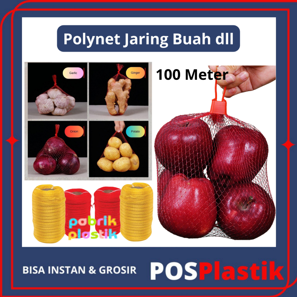 Jaring Polynet 100 Meter Jaring Buah Jaring Sayur Jaring Bawang Kantong Jaring Kelengkeng Jeruk Baha