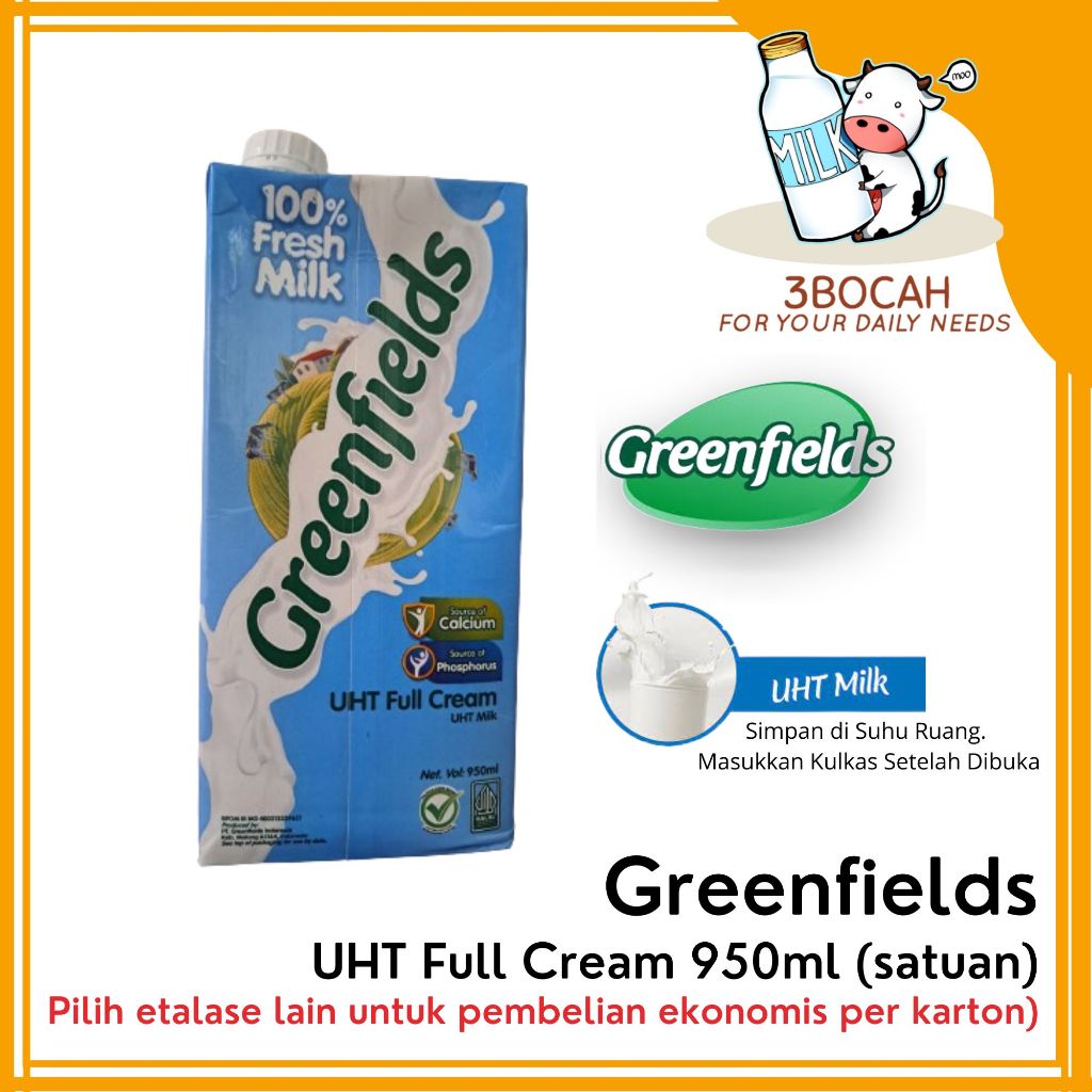 

Greenfields UHT 950ml FULL CREAM termurah expired lama ORI