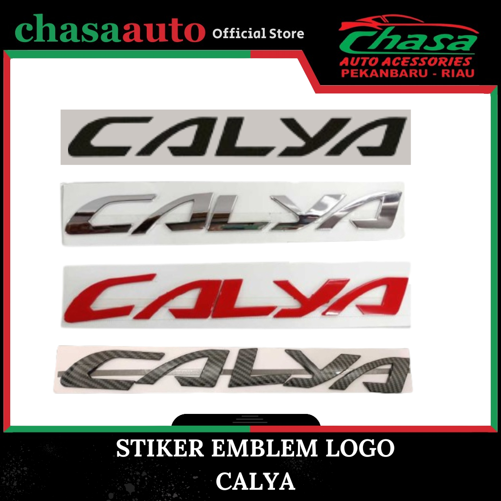 (CHASA) STICKER STIKER LOGO EMBLEM MOBIL CALYA HITAM MERAH CARBON CHROME