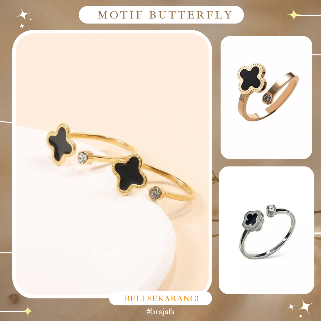 Cincin Clover Titanium Wanita Korean Style