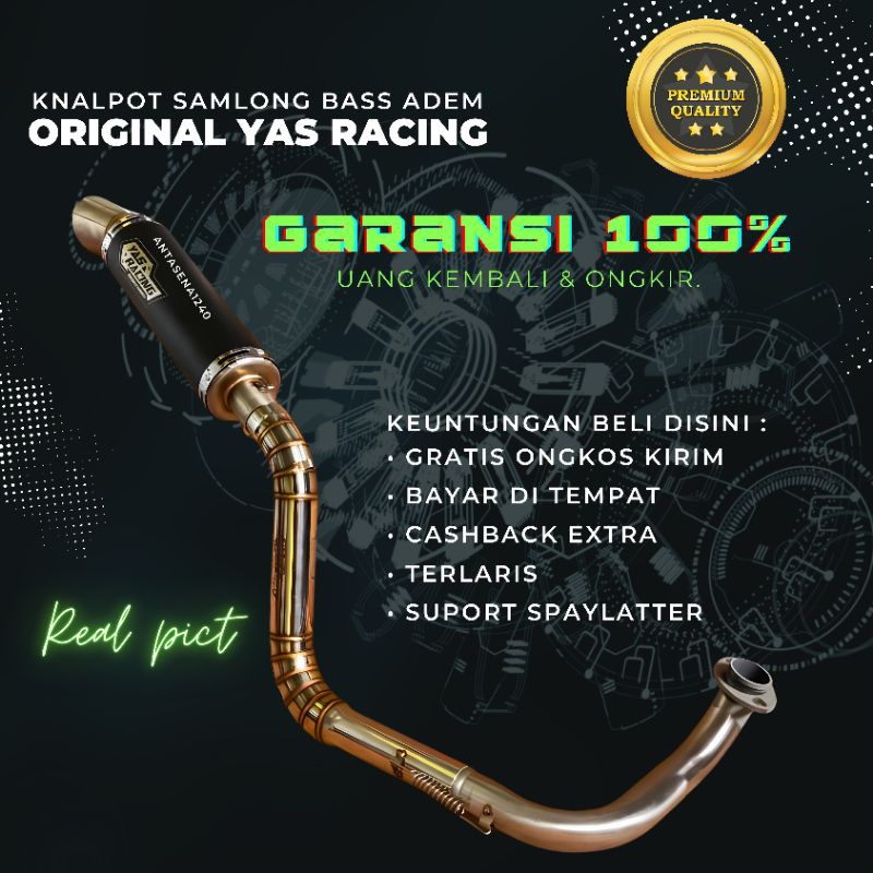 KNALPOT SAMLONG YAS RACING GENIO NON MBERR ANTI TILANG ALL MATIC BASS ADEM KENALPOT RACING DSL RKS B