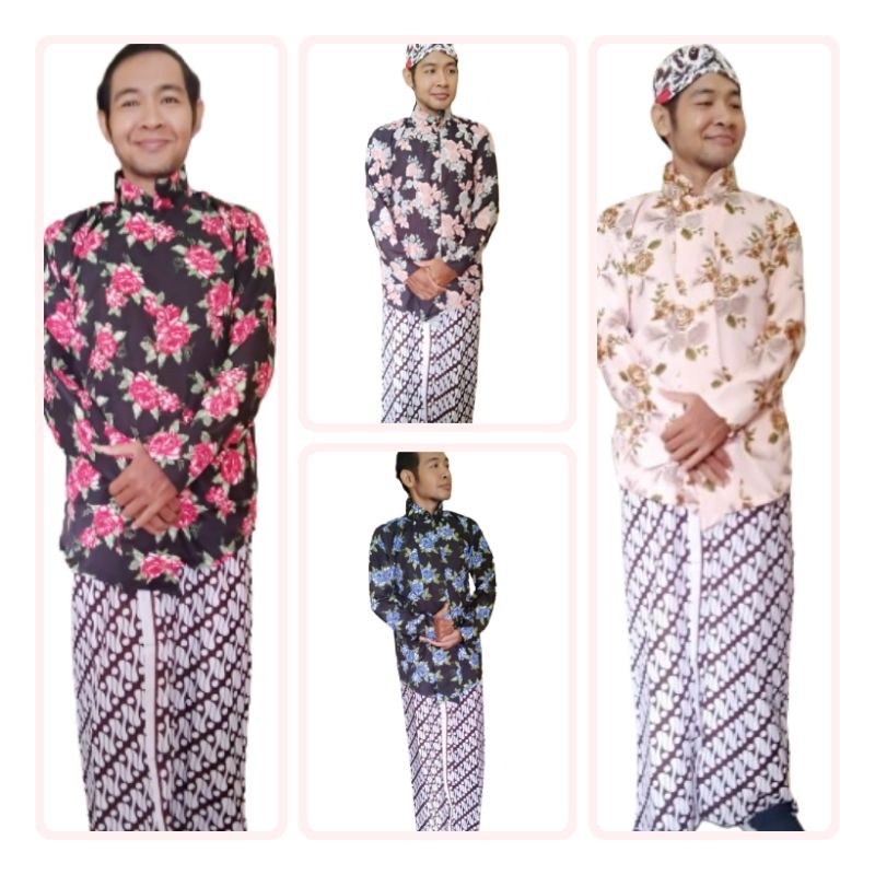Surjan Kembang Jogja Beskap Kembang Pria Bahan Viskos Adem