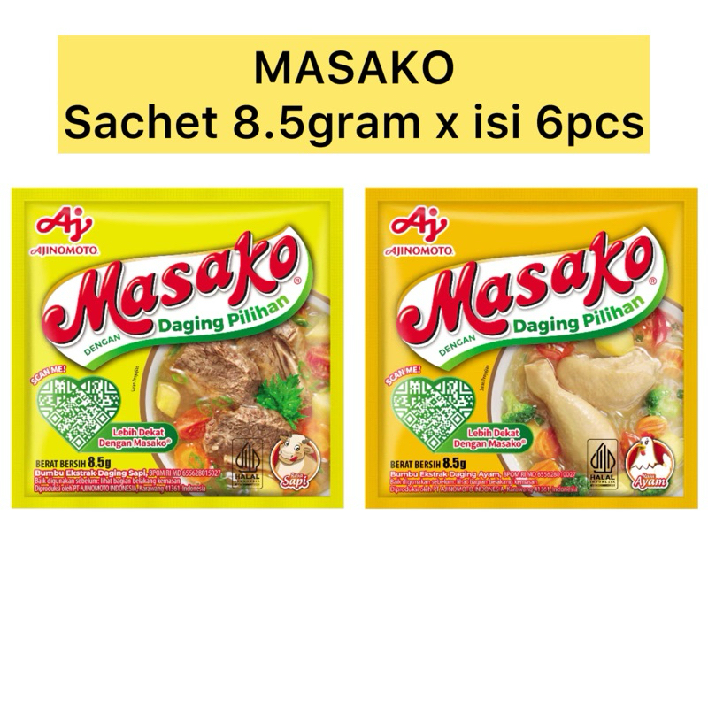 

MASAKO AYAM SAPI SACHET 8,5gr x 6 pcs BUMBU KALDU PENYEDAP RASA AJINOMOTO