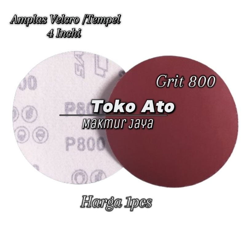Amplas Tempel Bulat Velcro 4 Inchi Grit 800 10pcs - Amplas Kayu - Amplas Besi - Amplas Finising