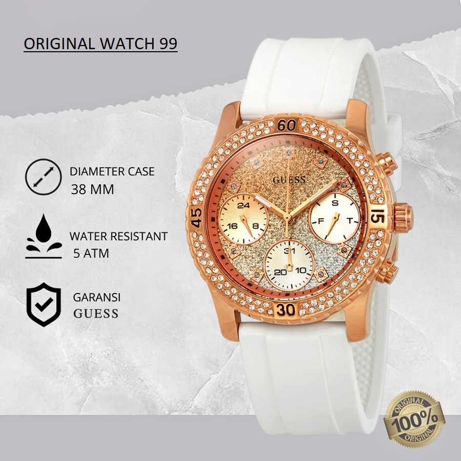 100% ORIGINAL Jam Tangan Wanita Guess W1098L5 Jam Tangan Original - Stainless Steel & Tali Rubber