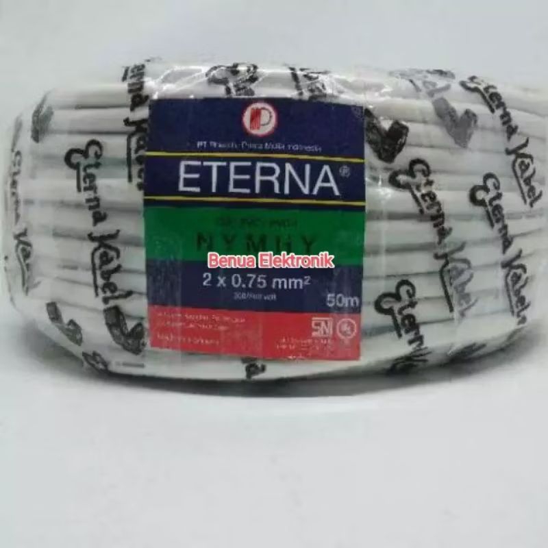 Obral PER 5 METER Kabel ETERNA 2x0.75 Serabut NYYHY Kabel Serabut isi 2