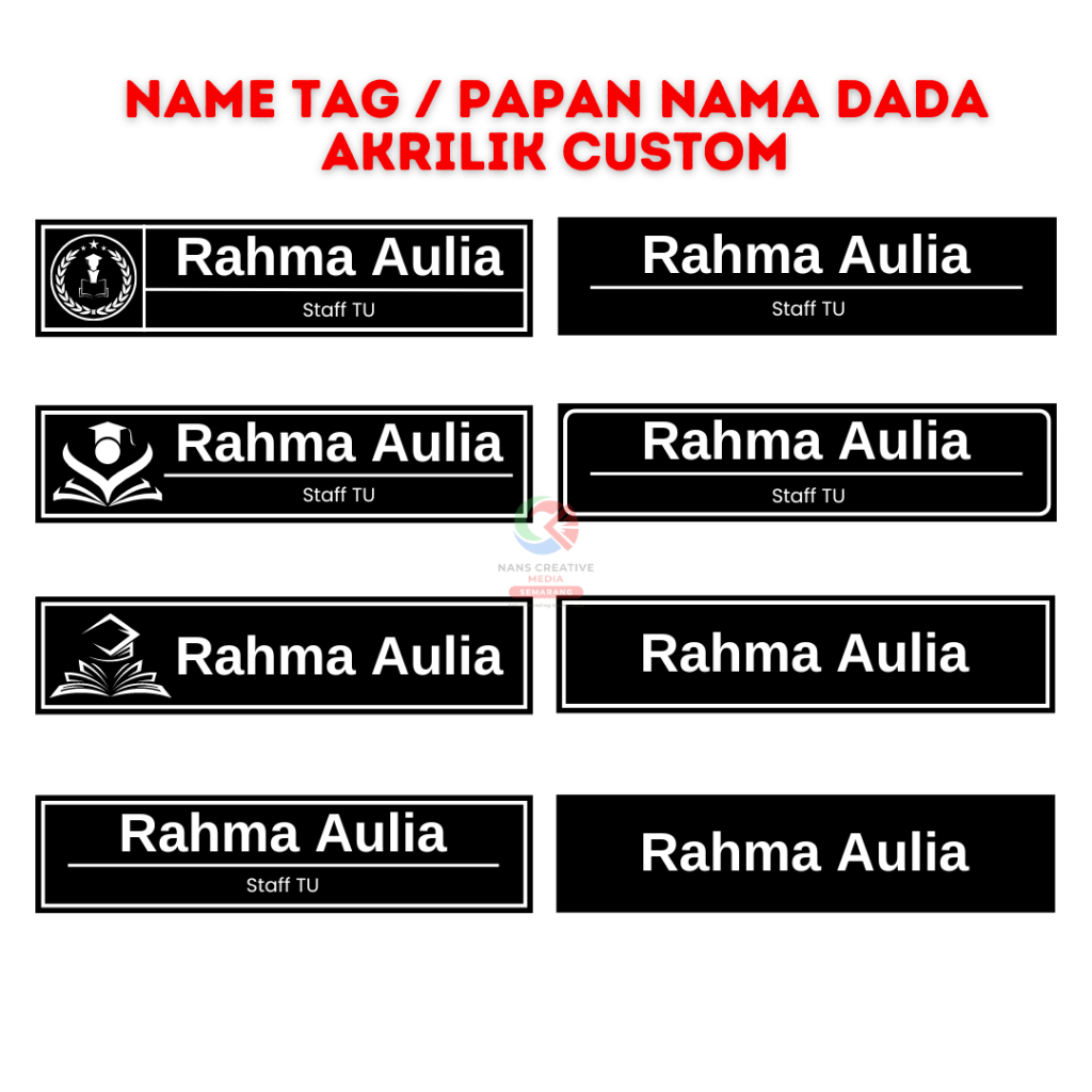 

NAME TAG DADA AKRILIK CUSTOM PENITI/MAGNET