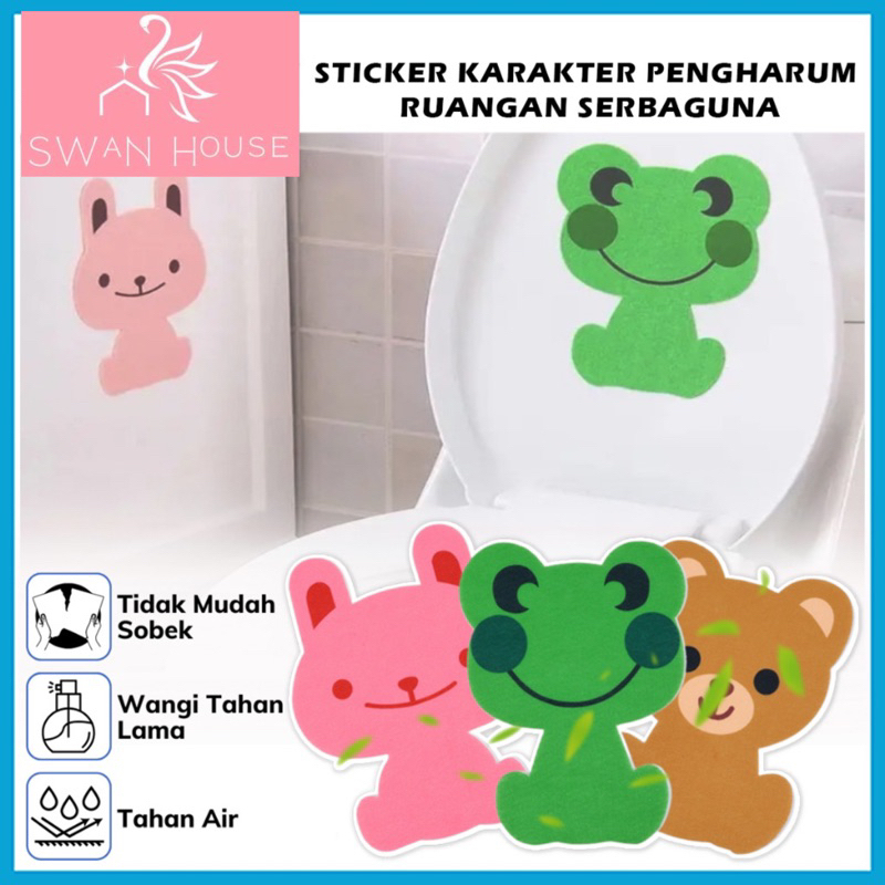Stiker Pewangi Toilet Karakter Beruang Kelinci Kodok Lucu Stiker Tempel Pewangi Aroma Ruangan Stiker